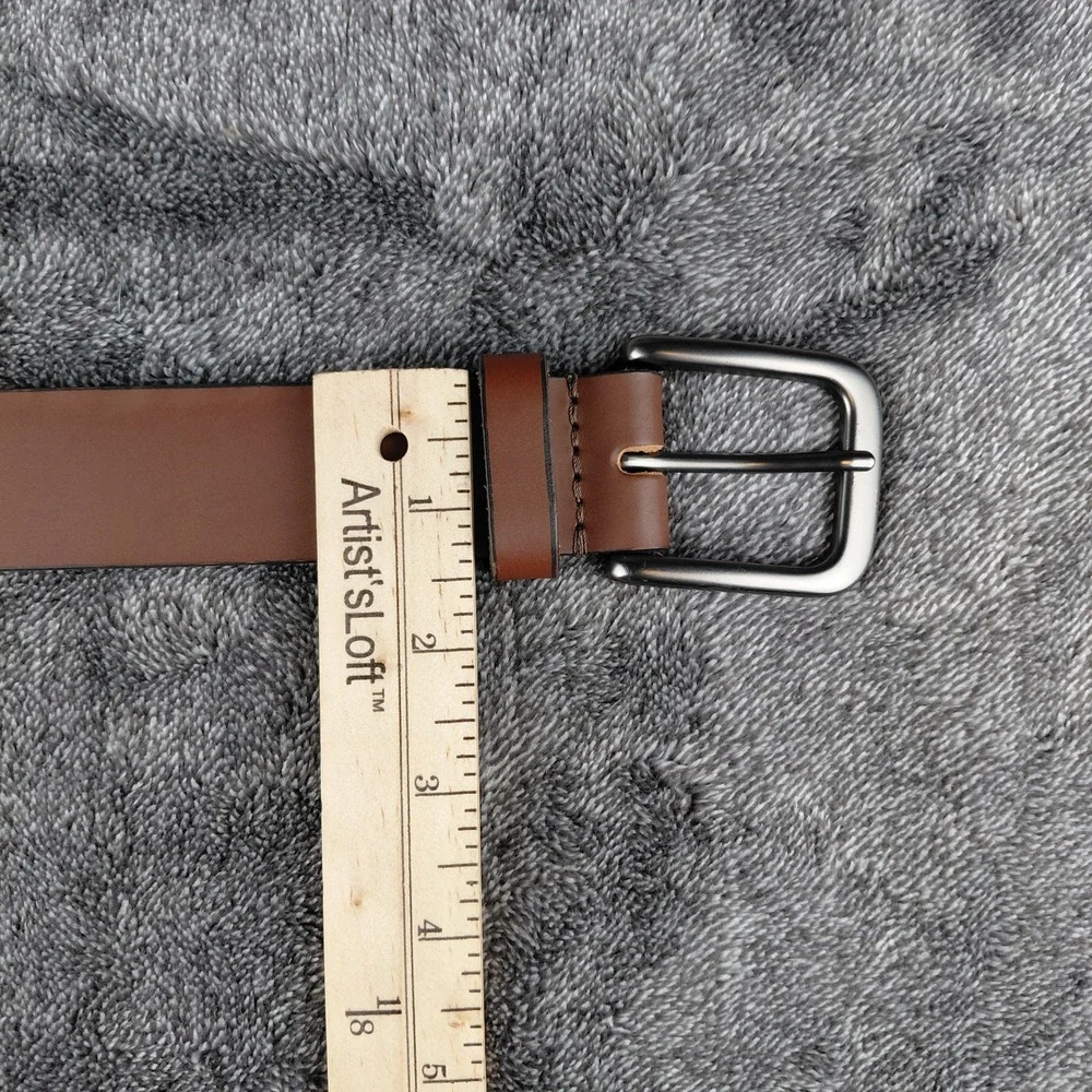 Timberland Mens Brown Leather Casual Dress Belt Gunmetal‎ Buckle Assembled USA